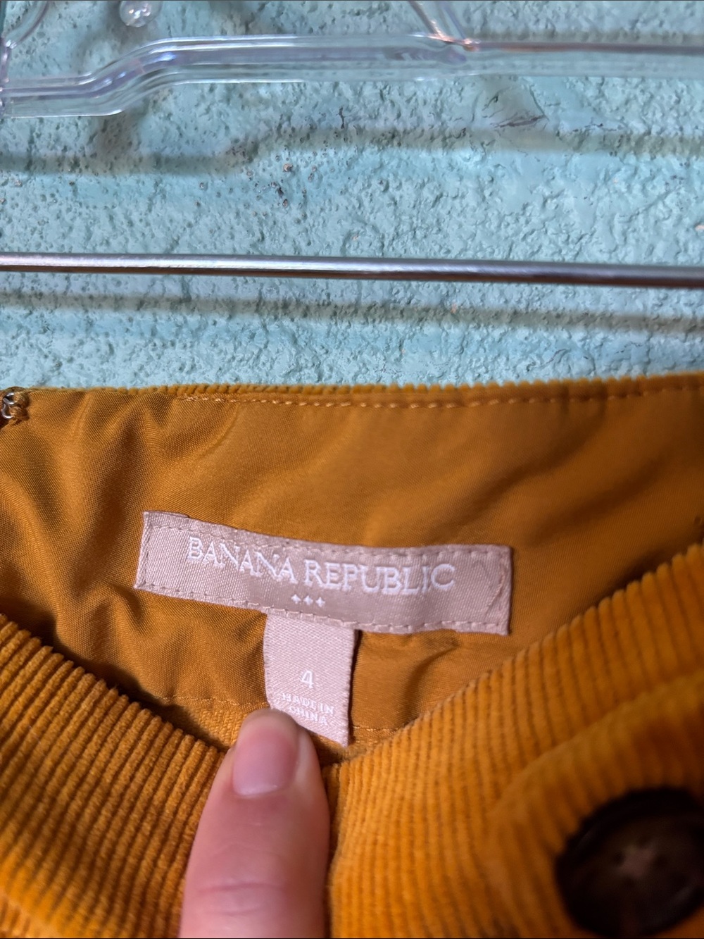 Banana Republic Corduroy Mini Skirt in Mustard Yellow, size 4 - like new - Picture 2 of 5
